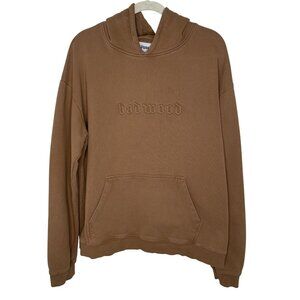Badwood Unisex Tan Embossed Logo Hoodie, L